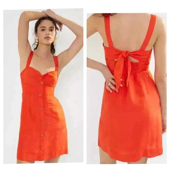 NWT Maeve Anthropologie Twist Front Linen Mini Dress (SD1) - Picture 2 of 10